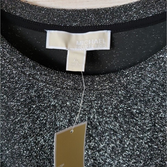 Michael Kors Cold Shoulder Metallic Long Sleeve Top - Picture 3 of 7